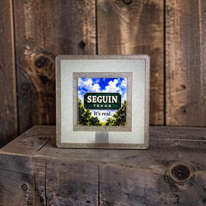 Seguin, Texas "It's Real." Interchangeable Night Light Art Scene, Watercolor Downtown Landmark