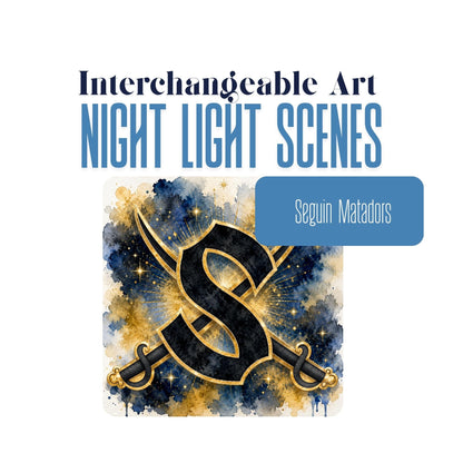 Seguin Matadors Interchangeable Night Light Art Scene, Watercolor Downtown Landmark