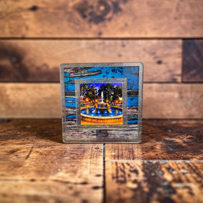 Seguin Central Park Fountain Interchangeable Night Light Art Scene, Watercolor Downtown Landmark