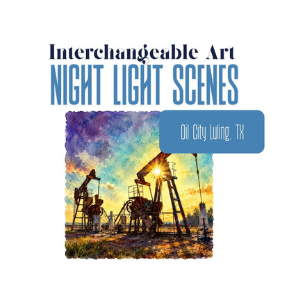 Luling Oil Field Interchangeable Night Light Art Scene, Oil City Texas Watercolor