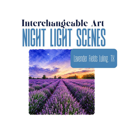 Lavender Fields Luling, Texas Interchangeable Night Light Art Scene, Texas Wildflower Landscape