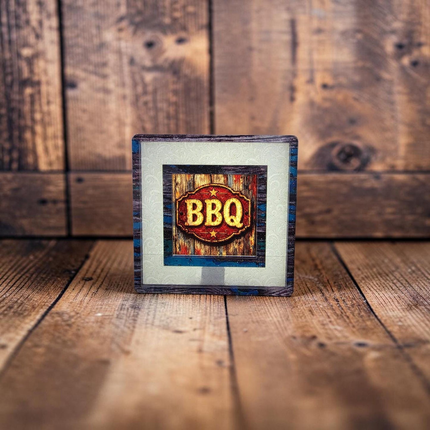 Rustic BBQ Sign Interchangeable Night Light Art Scene, Vintage Barbecue Decor