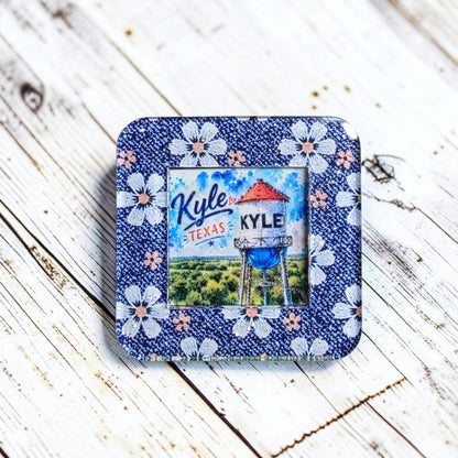 Kyle Texas Water Tower Magnet, Sparkle Acrylic Souvenir, Choice Frame