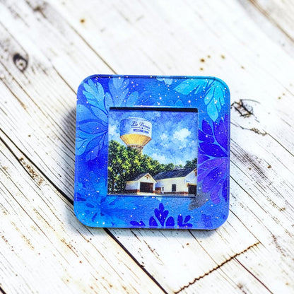 La Vernia Texas Water Tower Magnet, 2 Inch Sparkle Acrylic Fridge Magnet, Texas Souvenir, Rare Earth Magnet