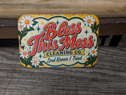 Bless This Mess Vintage Floral Hat Patch, Lord Knows I Tried Funny Saying, Retro Southern Humor, UV Printed Leatherette Trucker Hat Patch