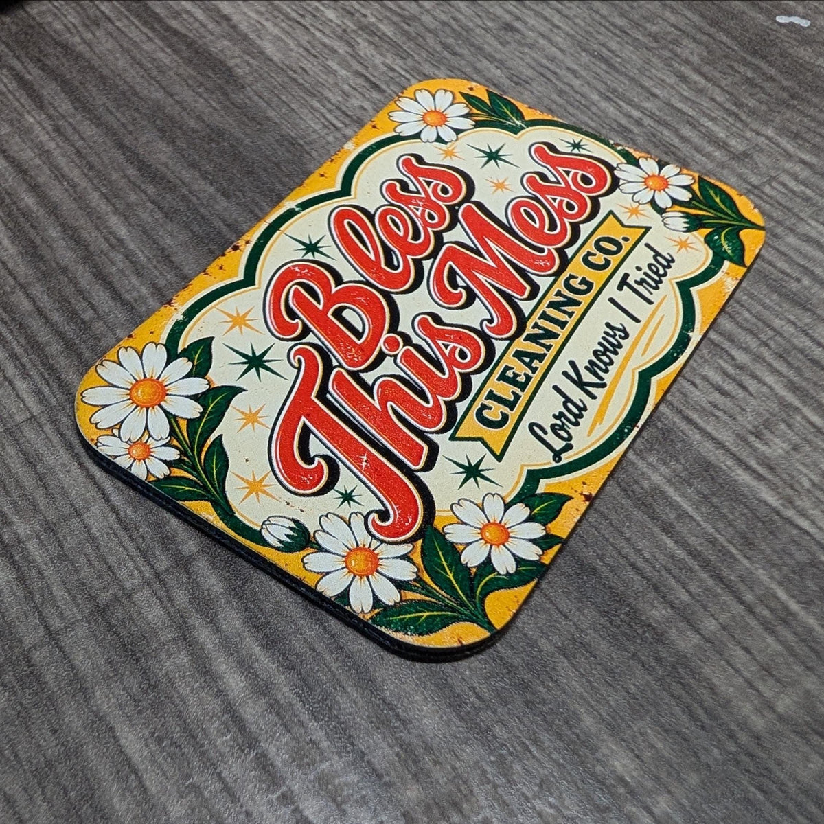 Bless This Mess Vintage Floral Hat Patch, Lord Knows I Tried Funny Saying, Retro Southern Humor, UV Printed Leatherette Trucker Hat Patch