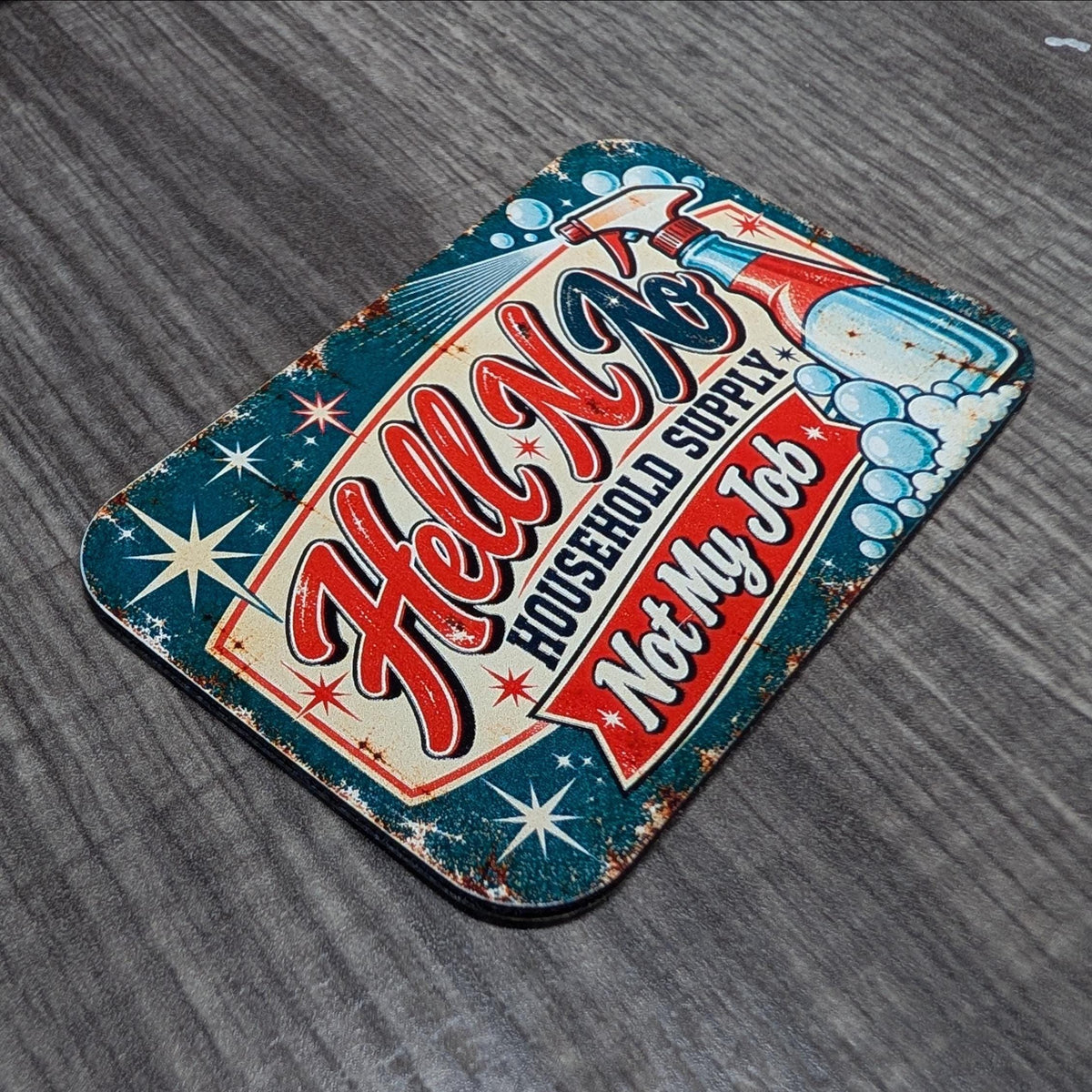 Hell No Household Supply Vintage Pinup Hat Patch, Not My Job Funny Saying, Retro 1950s Housewife, Sarcastic UV Printed Leatherette Patch