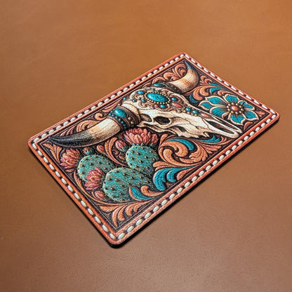 Longhorn Skull Western Patch, Turquoise Cow Skull Tooled Leatherette, Southwestern Cactus Floral Trucker Hat Patch, Cowgirl Western Style
