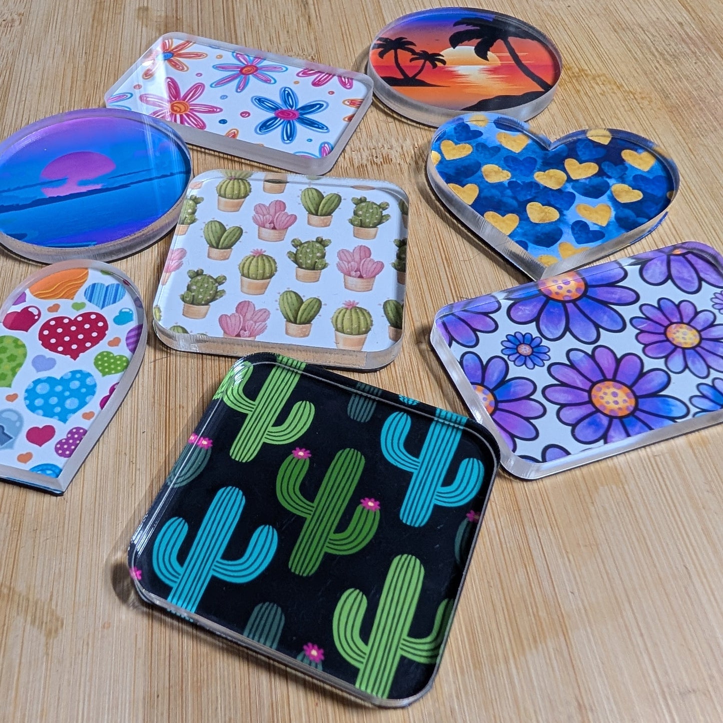 DIY Craft Fridge Magnet Kit, 10 Laser Cut Acrylic Hearts and Magnet Backs