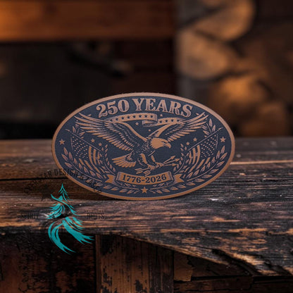 250 Years Freedom Eagle Wide Oval Leatherette Patch