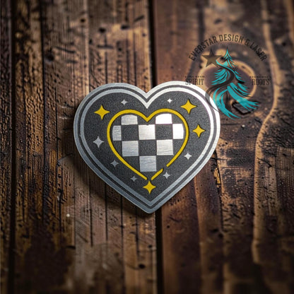 Groovy Star Checkered Heart Hat Patch